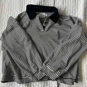 Things Between Striped Long Sleeve Polo Shirt